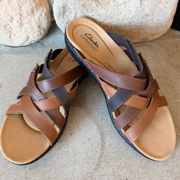Clarks Shoes - Clarks Laurieann Bali Women's Brown and Tan Sandals, Sz 10